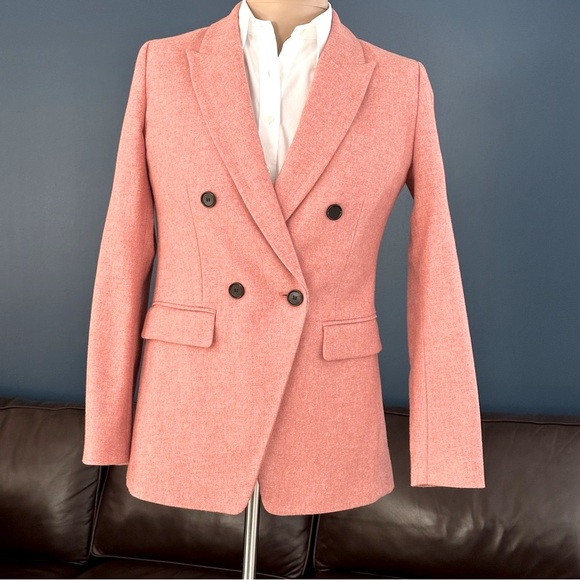 LOFT Jackets & Blazers - Women’s Red/Pink Heather Blazer Loft Sz 2 Double Breasted Wool Blend